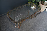 Handmade Wrought Iron Garden Coffee Table with Glass Top 