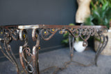 Handmade Wrought Iron Garden Coffee Table with Glass Top