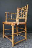 Mid Century Vintage 1960s-1970s Oriental Chic 6 Bamboo & Rattan/Rush Seat Dining Chairs Incl 2 Carvers