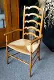 Arts & Crafts Solid Oak Ladder back Occasional Chair with Rush Seat