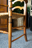 Arts & Crafts Solid Oak Ladder back Occasional Chair with Rush Seat