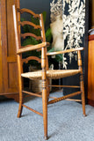 Arts & Crafts Solid Oak Ladder back Occasional Chair with Rush Seat