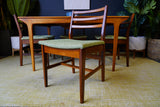Mid Century Teak Danish Extending Dining Set with Table & Four Chairs