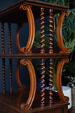 Antique Victorian Mahogany Barley Twist Detail Whatnot Storage Shelves