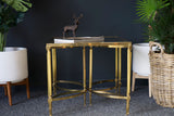 French Brass & Glass Coffee Table & D-Shape Side Tables 1970s