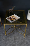 French Brass & Glass Coffee Table & D-Shape Side Tables 1970s