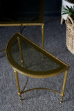 French Brass & Glass Coffee Table & D-Shape Side Tables 1970s