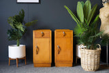 Antique Art Deco Solid Oak Bedside Cabinets 