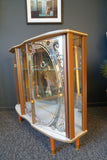 Mid Century Vintage Retro Glass Fronted Display Cabinet Ornate Floral Pattern