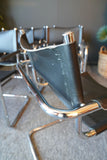 Mid Century SIX Bauhaus Mart Stam B34 STYLE Italian Made Leather & Anodised Steel Cantilever Chairs