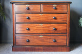 Antique Victorian Large Mahogany Chest of Drawers - Ebonised Details
