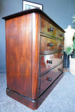 Antique Victorian Large Mahogany Chest of Drawers - Ebonised Details