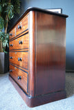 Antique Victorian Large Mahogany Chest of Drawers - Ebonised Details