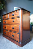 Antique Victorian Large Mahogany Chest of Drawers - Ebonised Details