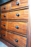 Antique Victorian Large Mahogany Chest of Drawers - Ebonised Details
