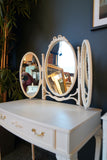 Antique Style Louis XIV Style French Chic White Dressing Table with Mirror
