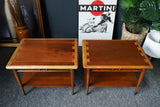 Mid Century Vintage Side Table Walnut with Oak Edging US Manufacturers LANE (straight edge)