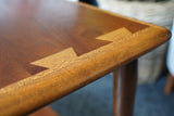Mid Century Vintage Side Table Walnut with Oak Edging US Manufacturers LANE (straight edge)