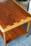 Mid Century Vintage Side Table Walnut with Oak Edging US Manufacturers LANE (curved edge)