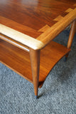 Mid Century Vintage Side Table Walnut with Oak Edging US Manufacturers LANE (curved edge)