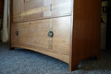 Antique Art Deco Solid Oak Wardrobe / Armoire