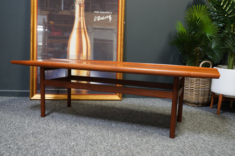 Mid Century Vintage Dark Teak Dalescraft Surfboard Coffee Table