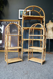 Mid Century 1970s Pair of Small Bamboo Floral Pattern Shelving Bedside Units