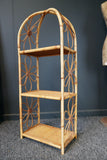Mid Century 1970s Pair of Small Bamboo Floral Pattern Shelving Bedside Units
