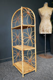 Mid Century 1970s Small Bamboo Floral Pattern Shelving Bedside Unit