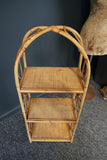 Mid Century 1970s Small Bamboo Floral Pattern Shelving Bedside Unit
