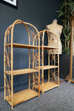 Mid Century 1970s Pair of Small Bamboo Floral Pattern Shelving Bedside Units