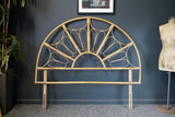 Mid Century 1970s Large Double / King Size Bamboo & Bentwood Peacock / Sunburst Headboard