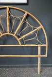 Mid Century 1970s Large Double / King Size Bamboo & Bentwood Peacock / Sunburst Headboard