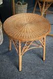 Mid Century Vintage Round Rattan / Wicker Side Conservatory Table