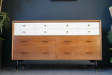 Mid Century Rare G Plan China White Vintage Large Chest of 10 Drawers / Sideboard