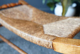 Antique Arts & Crafts Solid Oak & Wicker / Rattan Woven FootStool Foot Rest