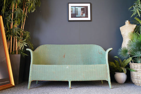Early to Mid 20th Century Lloyd Loom 'Lusty' Sofa Green without Makers Mark