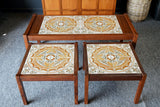 Mid Century Danish Rosewood Nested Coffee Tables with Tiled Top