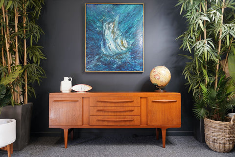 Mid Century 1960s teak Sideboard Credenza by Elliots of Newbury