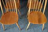 Mid Century Ercol Quaker Elm & Beech Wood Dining Chairs Set of 6 incl Carvers
