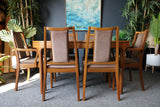 Mid Century Vintage 1960s Extending Dining Table and 6 Chairs incl 2 Carvers