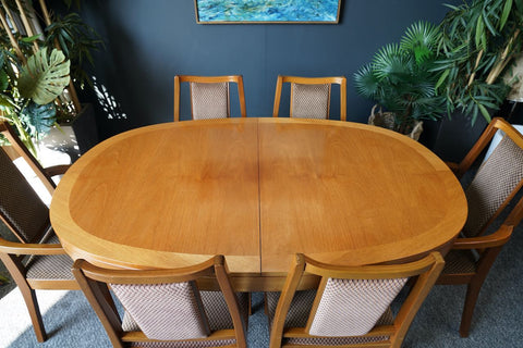 Mid Century Vintage G-Plan 1960s Extending Dining Table and 6 Chairs incl 2 Carvers