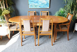 Mid Century Vintage Nathan 1960s Extending Dining Table and 6 Chairs incl 2 Carvers