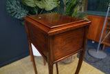 Early Victorian Mahogany Sewing Table / Box Side Table