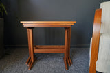 Mid Century Danish Modern Teak Nesting tables Trestle base Set of Three