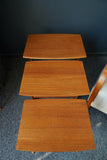 Mid Century Danish Modern Teak Nesting tables Trestle base Set of Three
