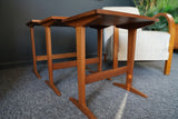 Mid Century Danish Modern Teak Nesting tables Trestle base Set of Three