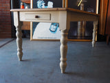 Shabby Chic Rustic Pine Kitchen/Dining Table w/Painted Legs & Drawer - erfmann-vintage