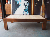 Vintage Retro Handmade Walnut Coffee Table with Marble Tiled Top - erfmann-vintage