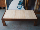 Vintage Retro Handmade Walnut Coffee Table with Marble Tiled Top - erfmann-vintage